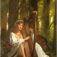 Схема вышивки «девушка с арфой»