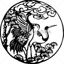 Схема вышивки «журавли на сосне»