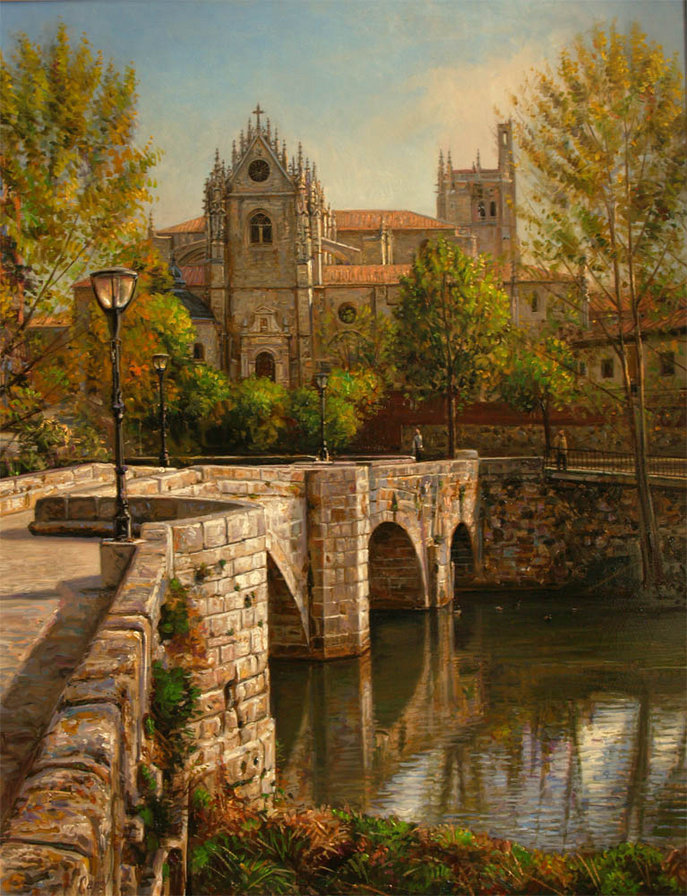 №449217 - живопись, город, мост - оригинал