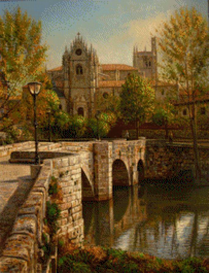 №449217 - мост, живопись, город - предпросмотр