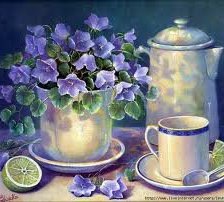 Схема вышивки «натюрморт с синими колокольчиками»