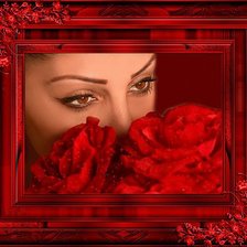 Схема вышивки «взгляд в красном»