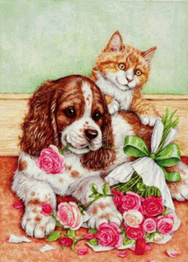 домашние любимцы - лето, природа, щенок, котенок - предпросмотр