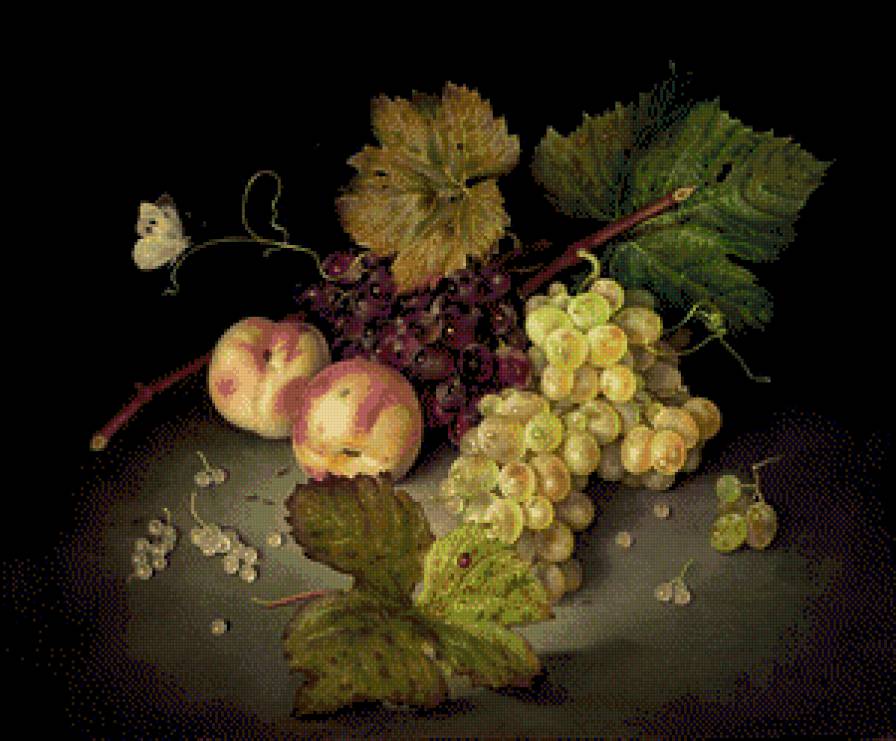 серия ,,натюрморт" - натюрморт.фрукты.виноград.персики - предпросмотр