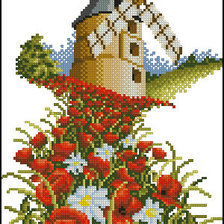 Схема вышивки «мельница на маковом поле»