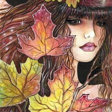 Схема вышивки «девушка осень»