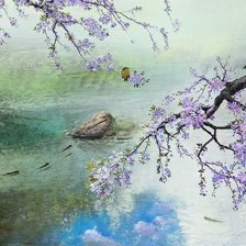 Схема вышивки «Птица  на ветке»