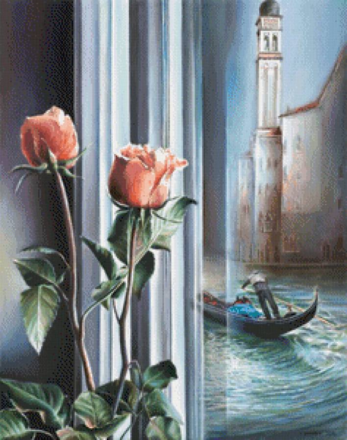 цветы на окне - розы - предпросмотр
