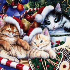 Схема вышивки «Котята к НОВОМУ ГОДУ»