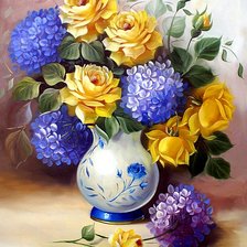 Схема вышивки «Розы и гортензии»