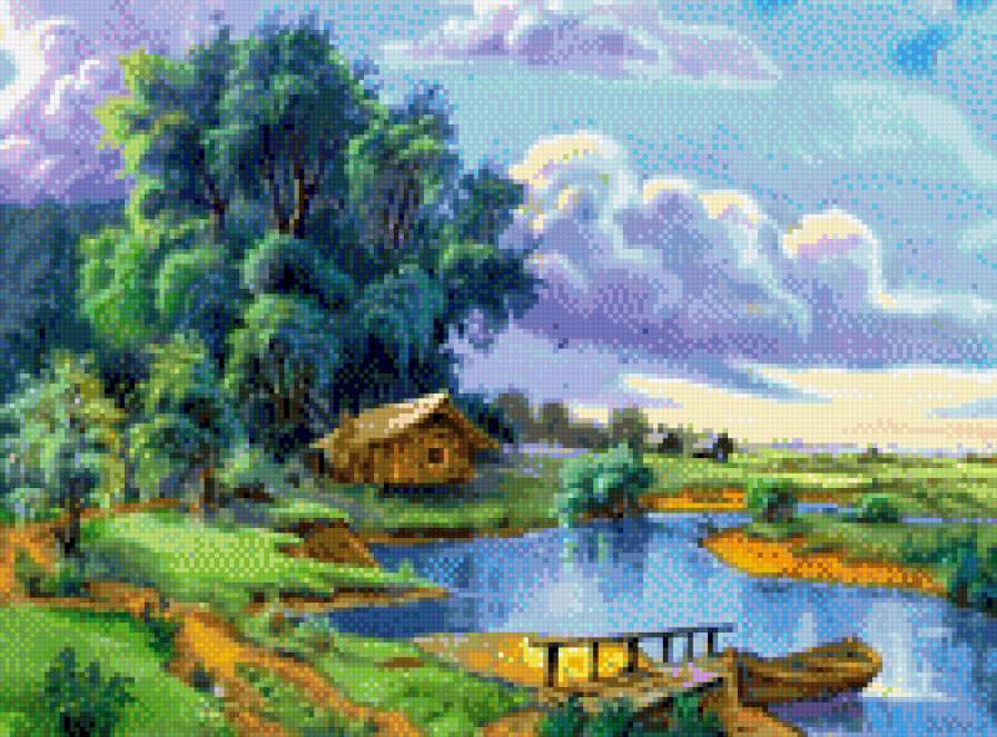 Дом у реки - дом, природа, река - предпросмотр