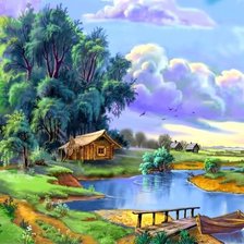 Схема вышивки «Дом у реки»