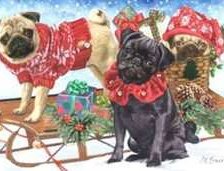 Схема вышивки «новогодние мопсики»