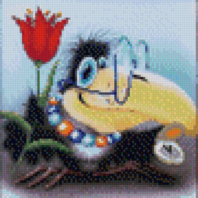 ворона с букетом - букет, птицы, ворона, с днем рождения - предпросмотр