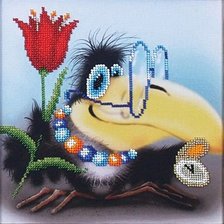 Схема вышивки «ворона с букетом»