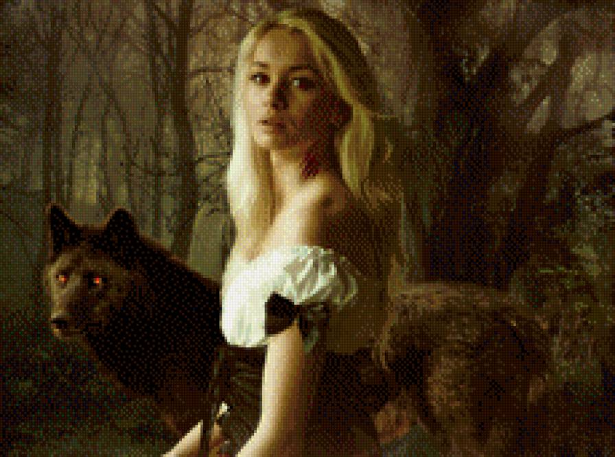 однажды в сказке - волк, лес, девушка - предпросмотр