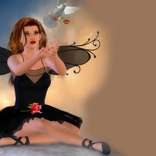 Схема вышивки «Девушка с голубем»