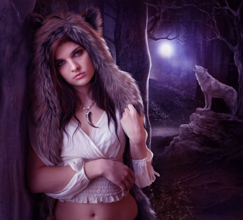 волчица - девушка, волк - оригинал