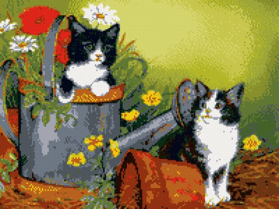 Котята с лейкой - животные, кошки - предпросмотр