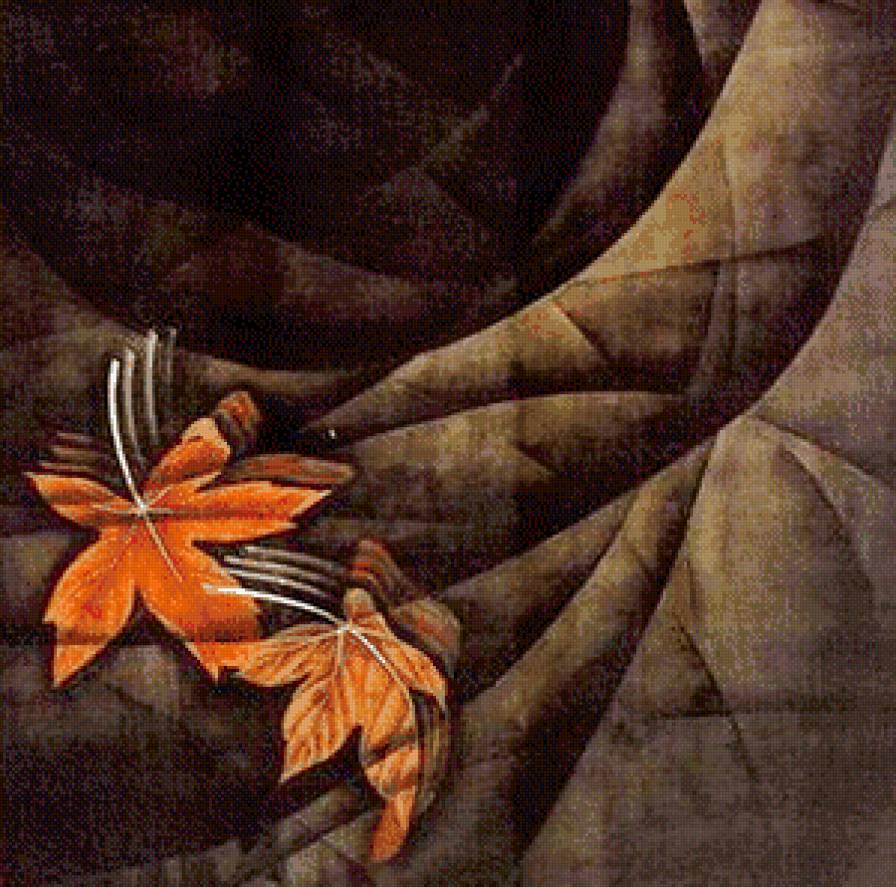 кот и листок часть 2 - милашка, живопись, осень, кот, лапушка, котенок, восток - предпросмотр