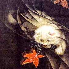 Схема вышивки «кот и листок часть 1»