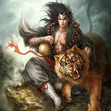 Схема вышивки «Парень с тигром»