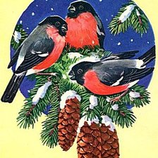 Схема вышивки «Снегири»