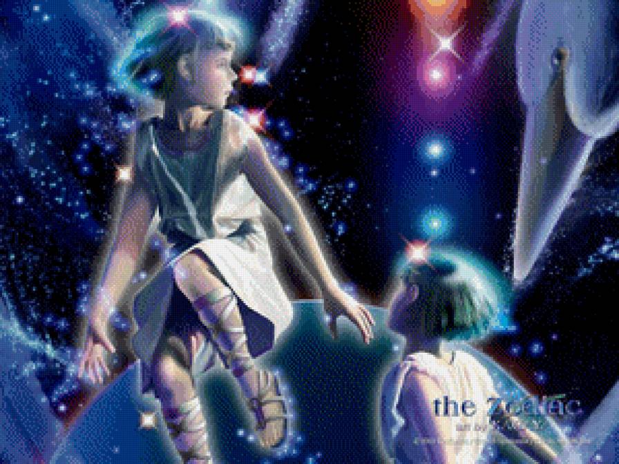 Серия "Созвездия" - созвездия, близнецы, знаки зодиака, девушки - предпросмотр