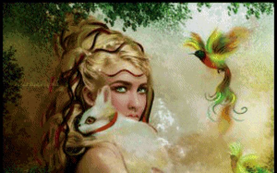 Девушка с кроликом - фэнтези, девушка - предпросмотр