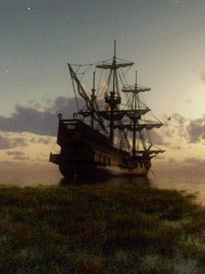 Даль - фрегат, море, парусник, корабль, природа - предпросмотр