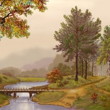 Схема вышивки «осенний пейзаж»