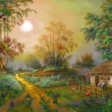 Схема вышивки «осенний пейзаж»