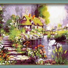 Схема вышивки «домик  у воды»