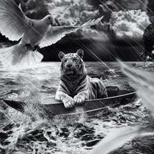 Схема вышивки «тигр и голубь»