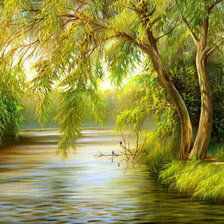 Схема вышивки «дерево у реки»