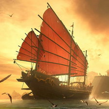 Схема вышивки «Китайская джонка на закате»