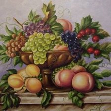 Схема вышивки «натюрморт с виноградом»