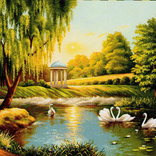 Схема вышивки «Лебединое озеро»