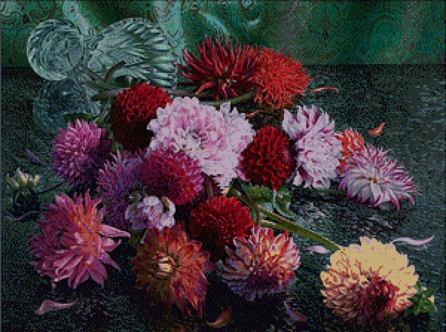 георгины - букет, цветы - предпросмотр