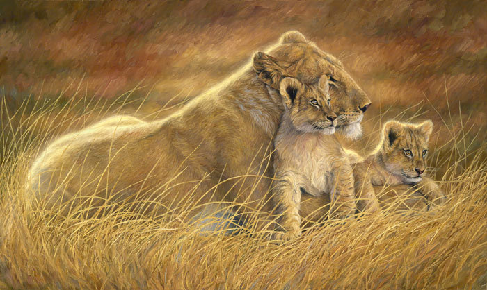 Рядом с мамой - кошки, животные, львы - оригинал