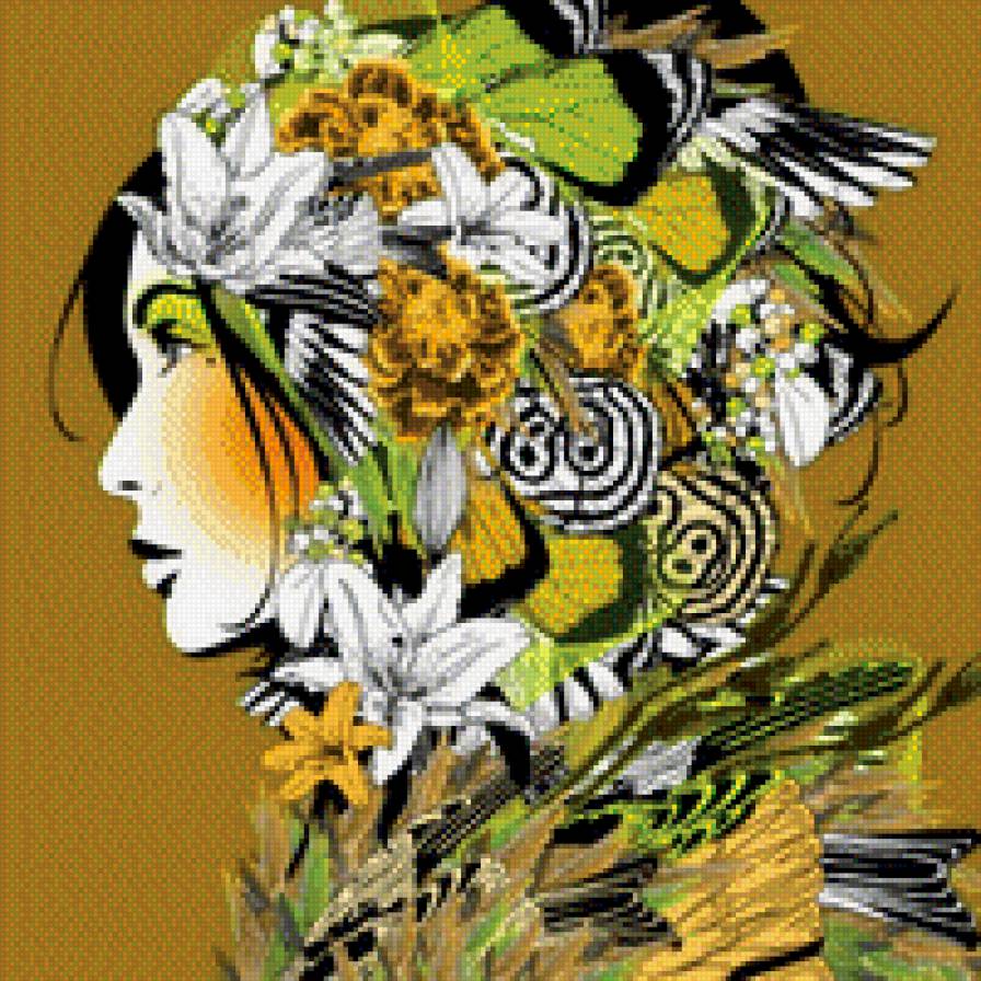 Фантазия художника - бабочки, арт, цветы, девушки - предпросмотр