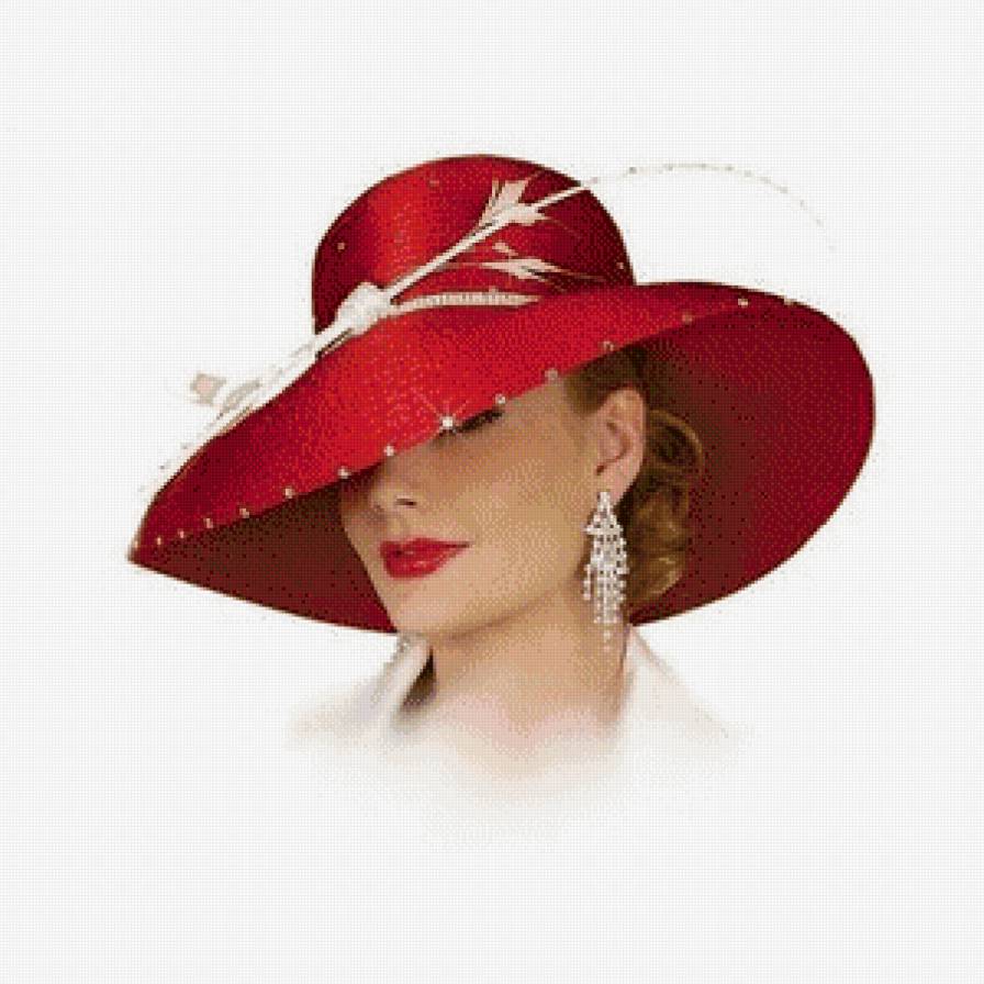 Дама в красной шляпе - предпросмотр