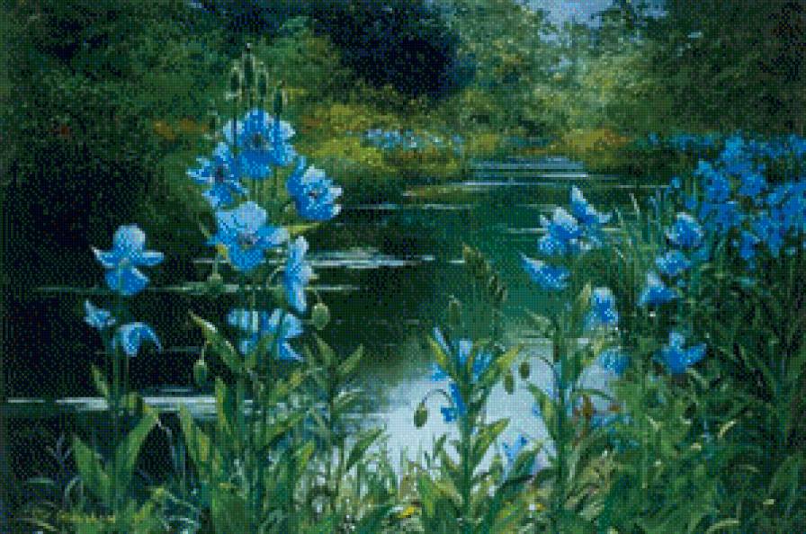 Голубые цветы - предпросмотр