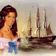 Схема вышивки «девушка и парусник»