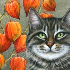 Схема вышивки «кошки и ягоды»