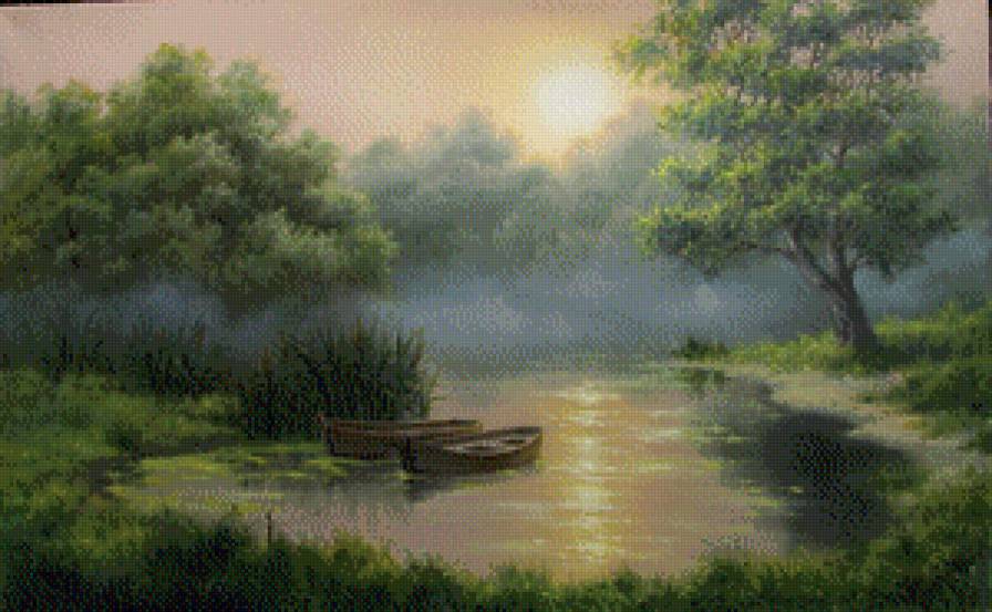 Закат - вечерний пейзаж, озеро - предпросмотр