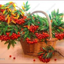 Схема вышивки «Корзина с рябиной»