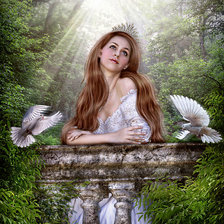 Схема вышивки «девушка и голуби»