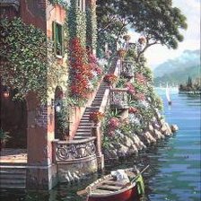 Схема вышивки «домик на реке»