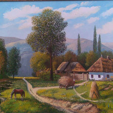 Схема вышивки «Деревенька»